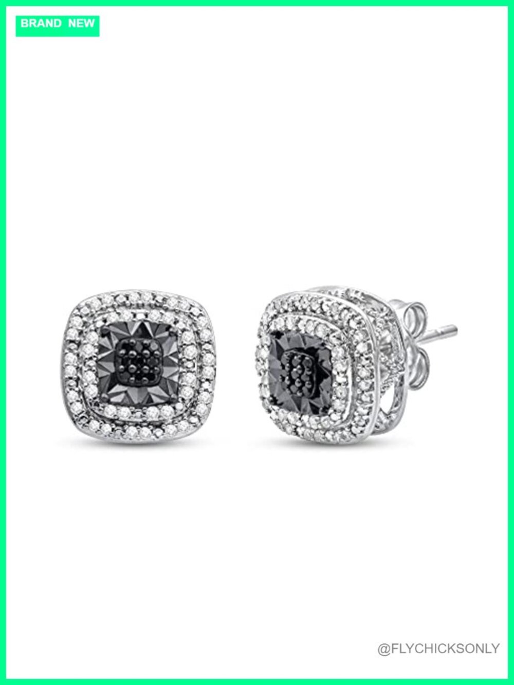 925 Sterling Silver Cushion Halo Diamond Stud Earrings for Women